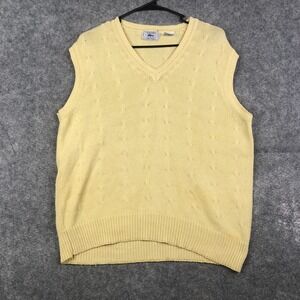 Vintage Lacoste Sweater Adult XL Yellow V Neck Preppy Cotton Knit